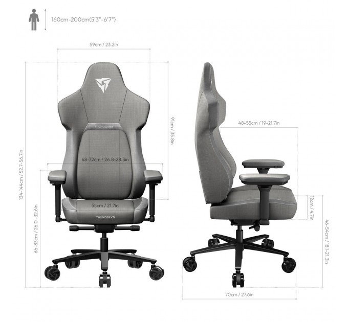 ThunderX3 Крісло для геймерів ThunderX3 Core Loft Grey (TEGC-2056101.41)