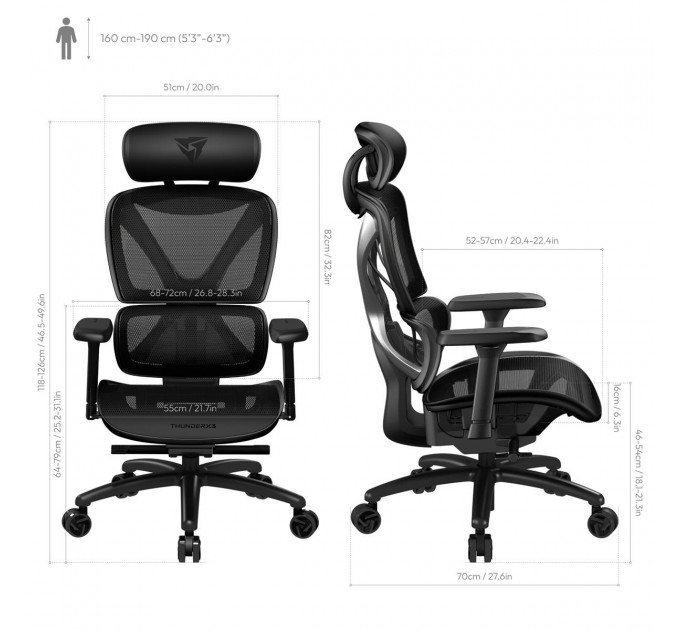 Крісло для геймерів ThunderX3 XTC Mesh Black (TEGC-3054101.11)