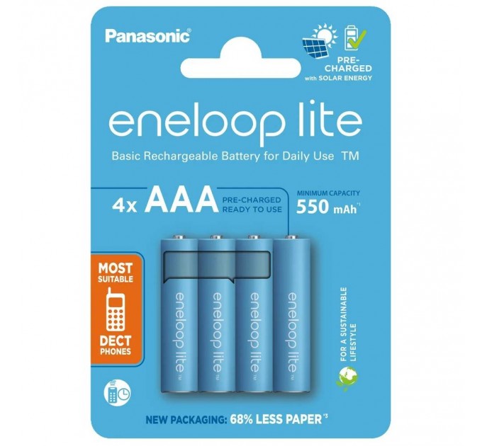 Panasonic Акумулятори Panasonic Eneloop Lite AAA/HR03 NI-MH 550 mAh BL  4 шт