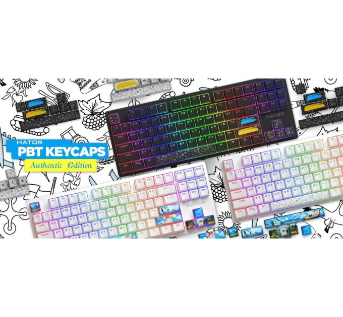 Hator Набір кейкапів Hator PBT Keycaps Authentic Edition White (HTS-700)