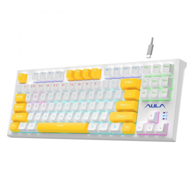 Aula Клавіатура Aula F3032 keycaps plus 21 Yellow keys KRGD Red USB UA White (6948391204680)