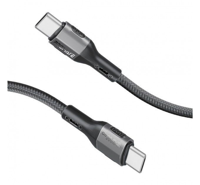 Кабель Promate USB Type-C - USB Type-C (M/M), 3A, 60W, 1.2 м, Black (fletchlink-cc.black)