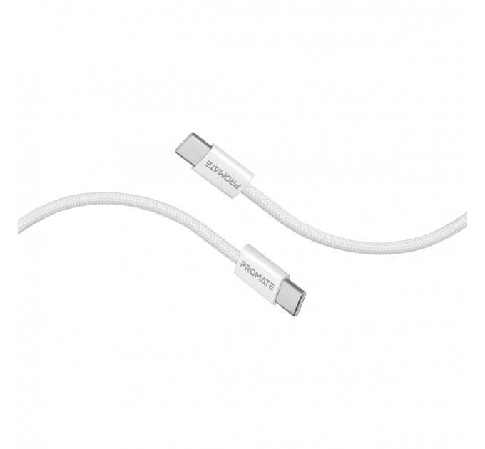 Кабель Promate USB Type-C - USB Type-C (M/M), 3A, 60W, 2 м, White (ecoline-cc200.white)