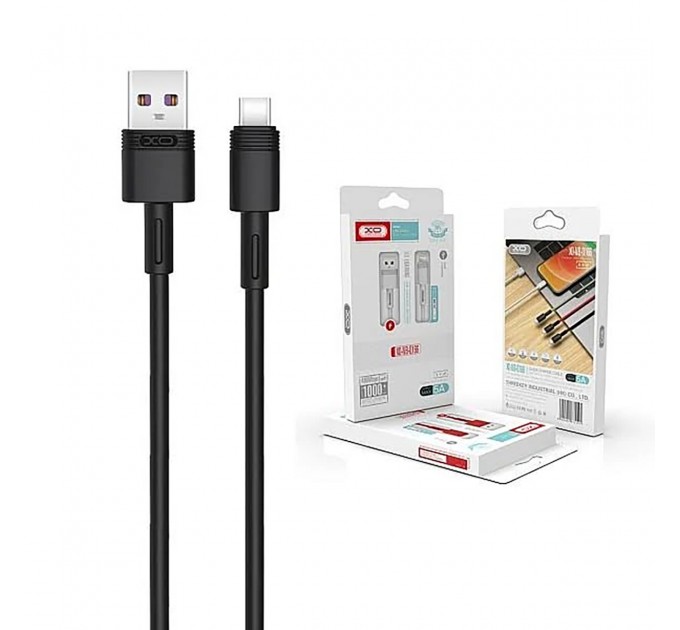 XO Кабель XO USB - USB Type-C (M/M), 5А, 1 м, Black (NB-Q166-AС.black)