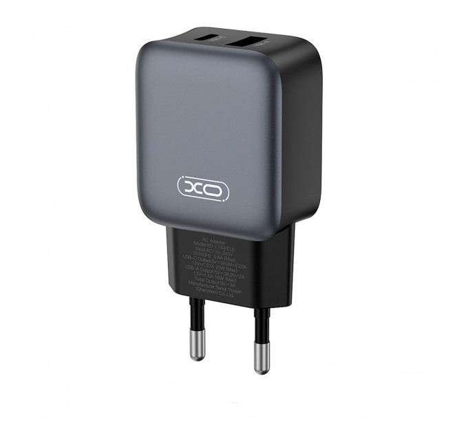 XO Мережевий зарядний пристрій XO L154 (1USB-С, 1USB, 3А) PD, QC 3.0 Black (L154.black)