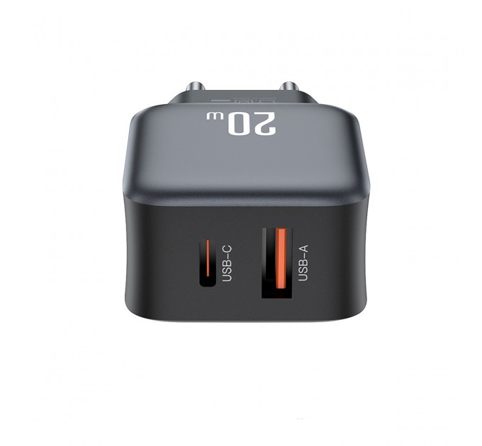 XO Мережевий зарядний пристрій XO L154 (1USB-С, 1USB, 3А) PD, QC 3.0 Black (L154.black)