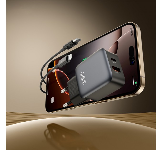 XO Мережевий зарядний пристрій XO L156 (1USB-С, 1USB, 3А) PD, QC 3.0 Black (L156.black)