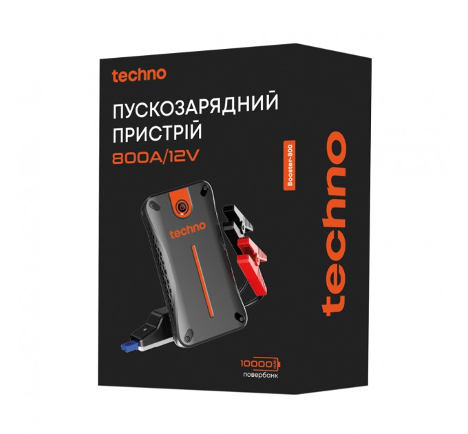 Techno Пусковий пристрій для автомобілів Techno 10000mAh Black (booster-800)