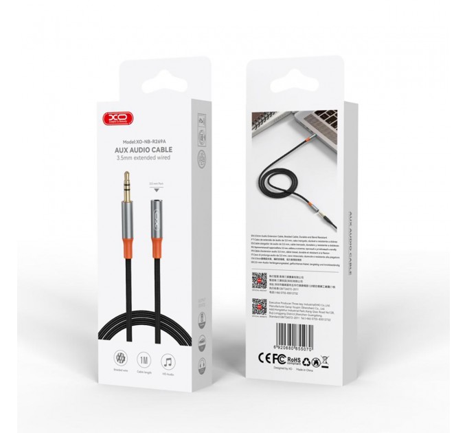 XO Аудио-кабель XO AUX 3.5 мм - AUX 3.5 мм 1 м Black (NB-R269A.black)