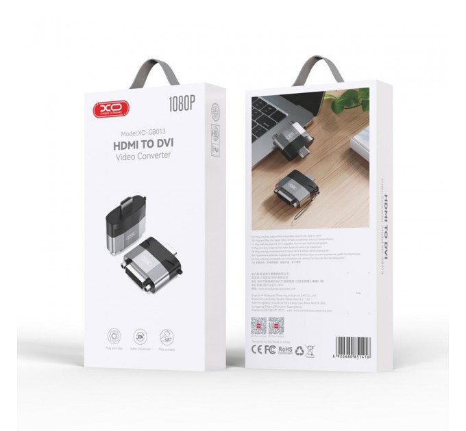 XO Адаптер XO HDMI-DVI (M/F) Black/Grey (GB013-HDMIDVI.tranish)