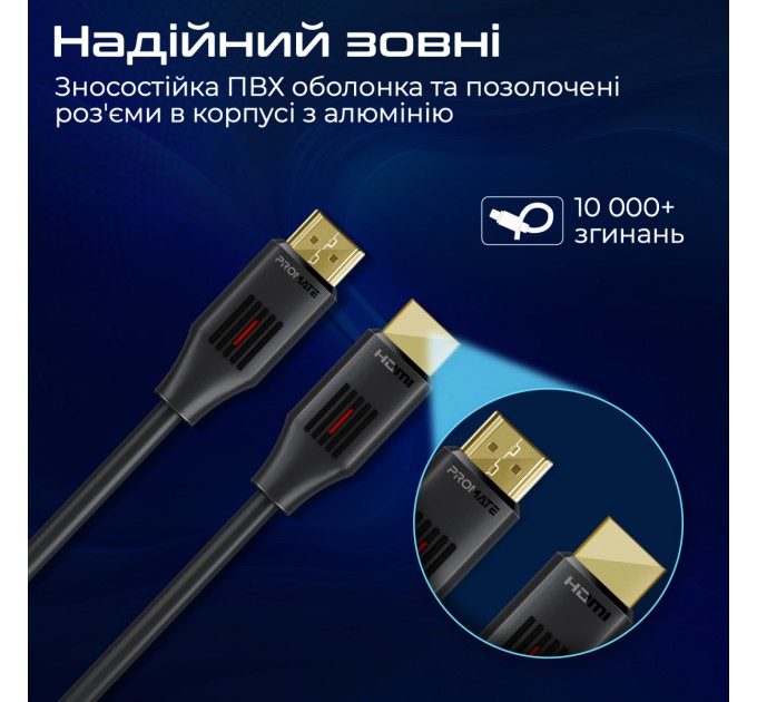 Promate Кабель Promate HDMI - HDMI (M/M), 10 м, Black (prolink4k60-10m)