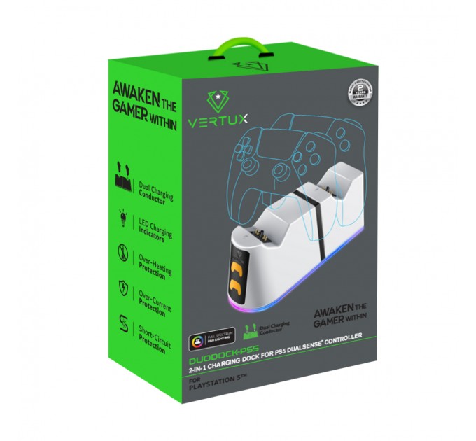 Vertux Зарядна станція Vertux для Sony PlayStation Duodock-PS5 White (duodock-ps5)