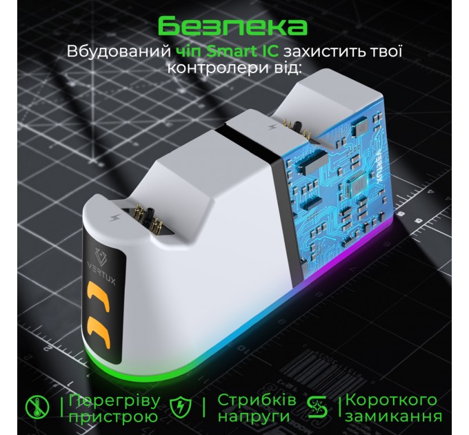 Vertux Зарядна станція Vertux для Sony PlayStation Duodock-PS5 White (duodock-ps5)