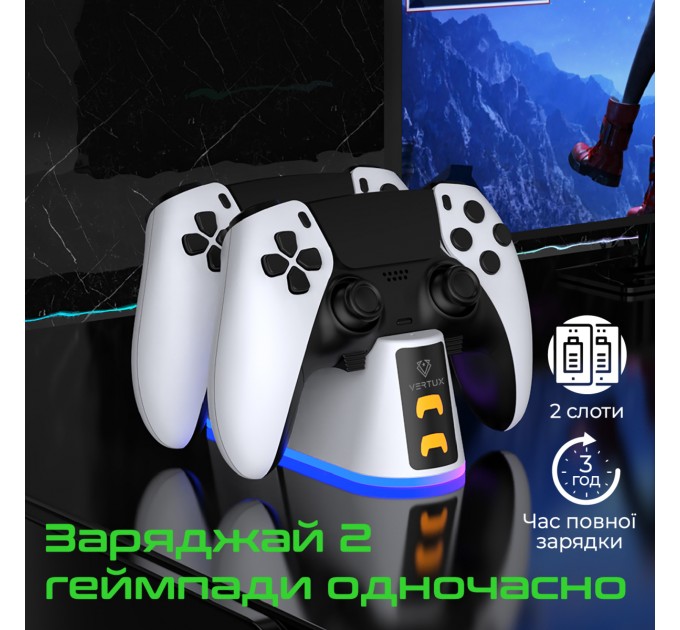 Vertux Зарядна станція Vertux для Sony PlayStation Duodock-PS5 White (duodock-ps5)