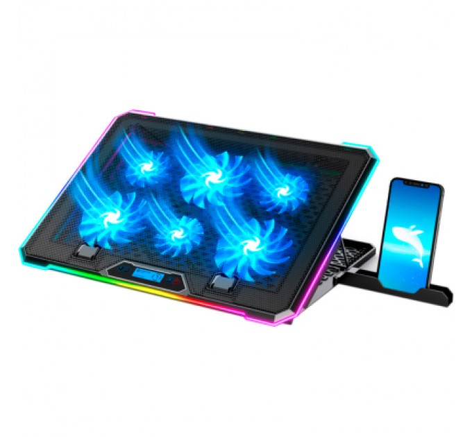 Підставка до ноутбука IceCoorel 10-17", 4*100mm 1400 RPM, 2*USB, 420x300x28mm, RGB (K15)
