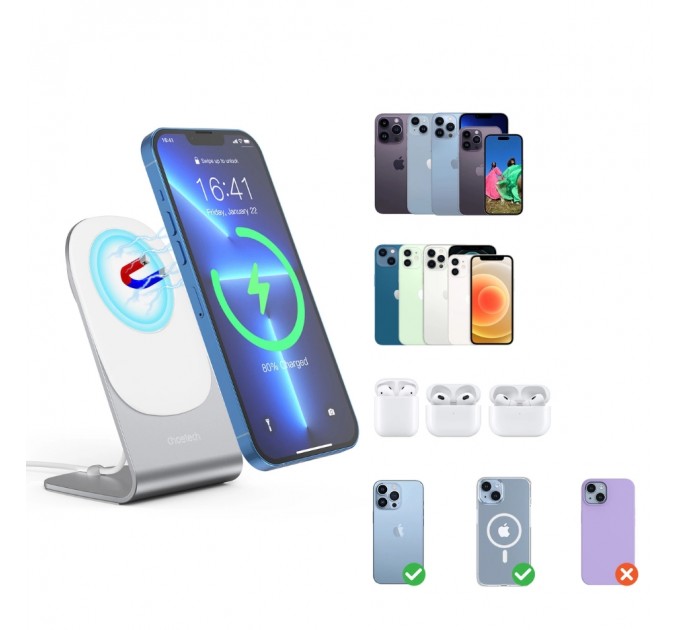 Бездротовий зарядний пристрій Choetech T518-F 15W + підставка-тримач