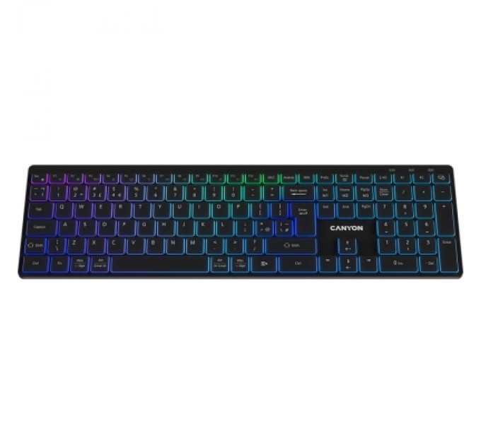 Canyon Клавіатура Canyon HKB-W11 Slim Dual Mode Wireless/Bluetooth RGB UA Black (CNS-HBTK11B)