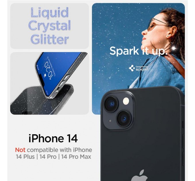 Spigen Чохол-накладка Spigen Liquid Crystal Glitter для Apple iPhone 14 Crystal Quartz (ACS05034)