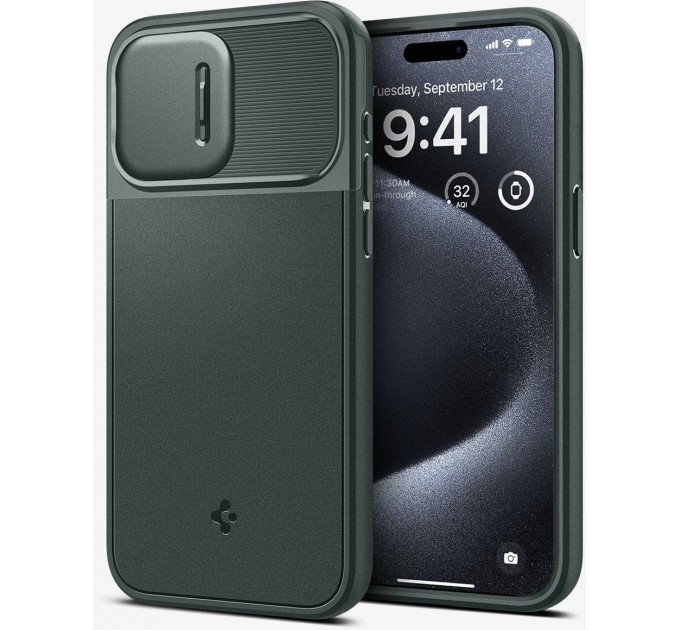 Spigen Чохол-накладка Spigen Optik Armor MagFit для Apple iPhone 15 Pro Abyss Green (ACS06739)