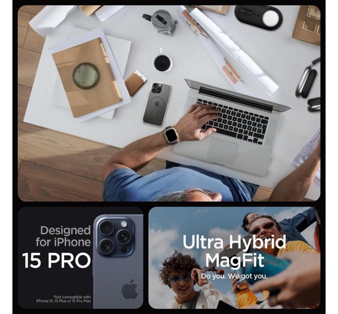 Spigen Чохол-накладка Spigen Ultra Hybrid MagFit для Apple iPhone 15 Pro Graphite (ACS06716)