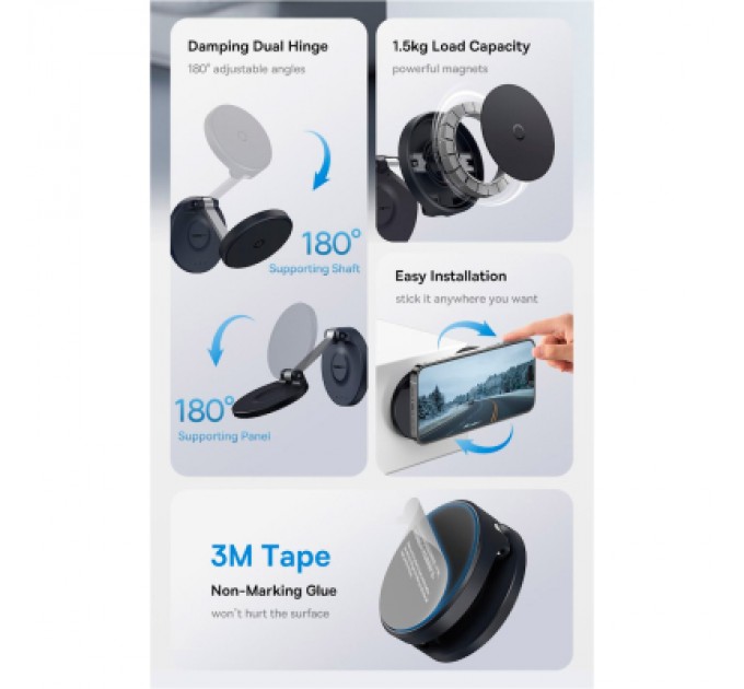 Універсальний автотримач Baseus MagPro Magnetic Foldable Phone Mount Cluster Black (B10564101121-00)
