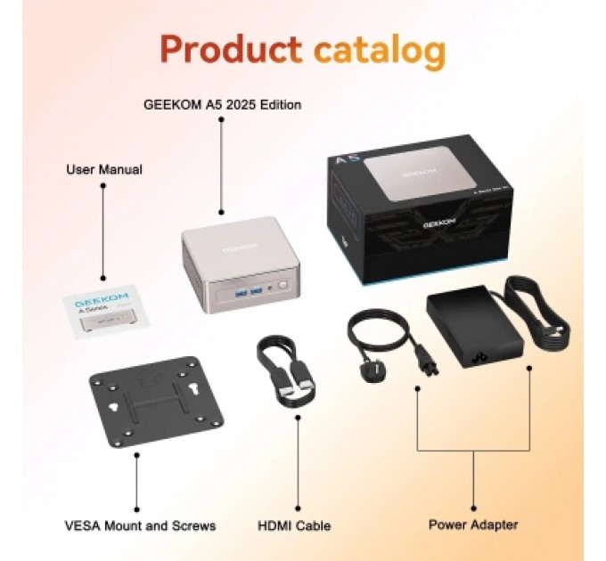 GEEKOM Комп'ютер GEEKOM Mimi PC A5 / Ryzen7 5825U, 16, 512, W11Pro (GMA5R75825U-16512-EU)