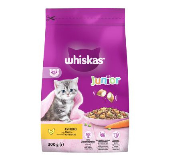 Whiskas Сухий корм для кішок Whiskas Junior з куркою 300 г (5900951304378)