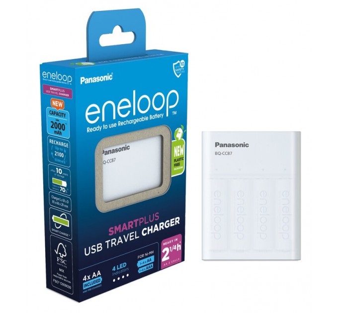 Зарядний пристрій Panasonic Eneloop ready USB in/out з функцією Power Bank