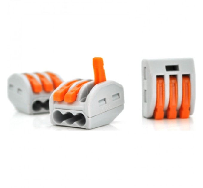 З'єднувач кабелю 3-pin аналог WAGO K222-413, 15штпак Voltronic (K222-413/15)