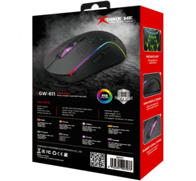 Xtrike ME Мишка Xtrike ME GW-611 Wireless RGB Black (GW-611)