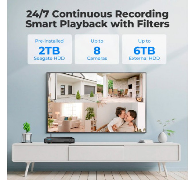 Reolink Реєстратор для відеоспостереження Reolink NVS8 без HDD (RLN8-410 без HDD)