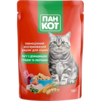 Вологий корм для кішок Пан Кот домашня птиця 100 г (4820111141012) Вологий корм для кішок Пан Кот домашня птиця 100 г (4820111141012)
