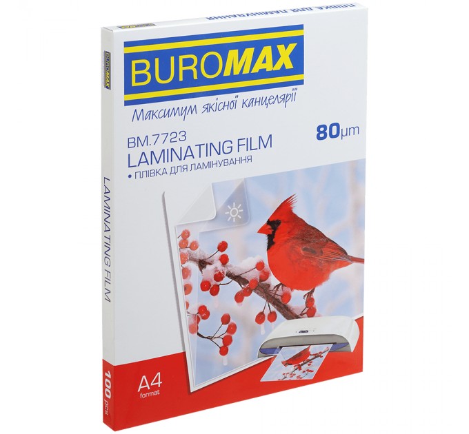 Buromax Плівка для ламінування Buromax (BM.7723), глянцева, А4, 80мк, 100 шт