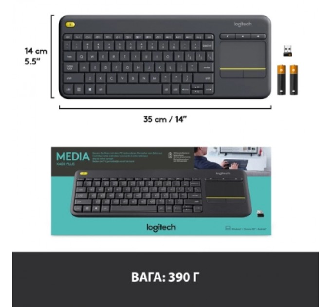 Logitech Клавіатура Logitech K250 Bluetooth/Wireless UA Graphite (920-013822)