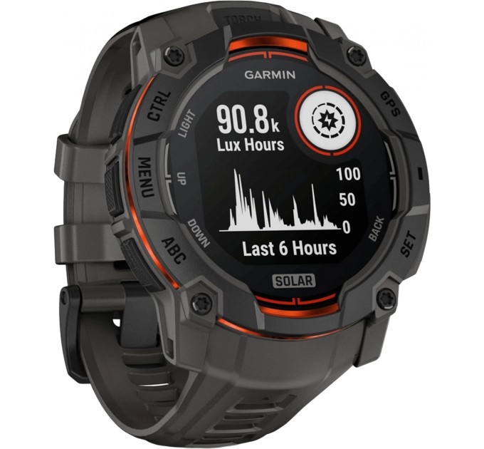 Garmin Смарт-годинник Garmin Instinct 3 50mm Solar Black with Charcoal Silicone Band (010-02935-40)