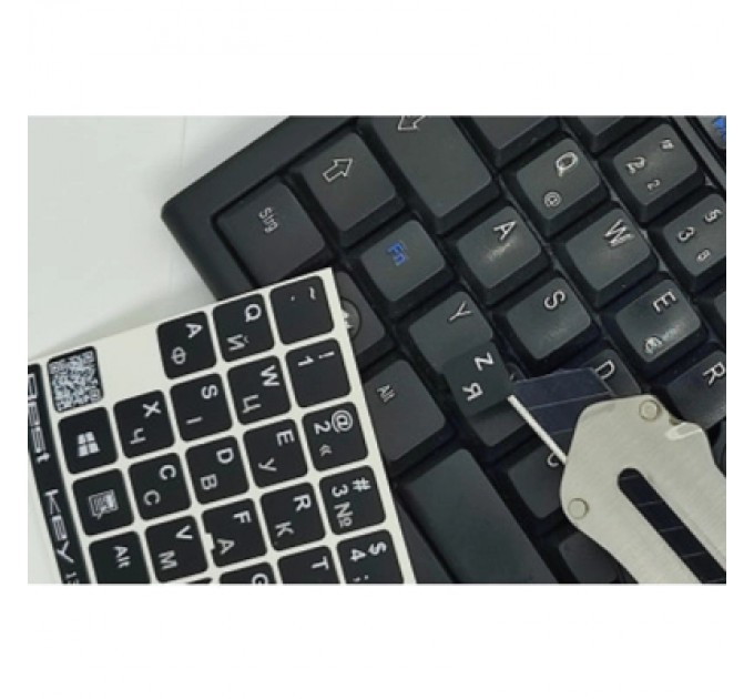 BestKey Наклейка на клавіатуру BestKey непрозора чорна, 76, срібний (BKU13SIL/011)