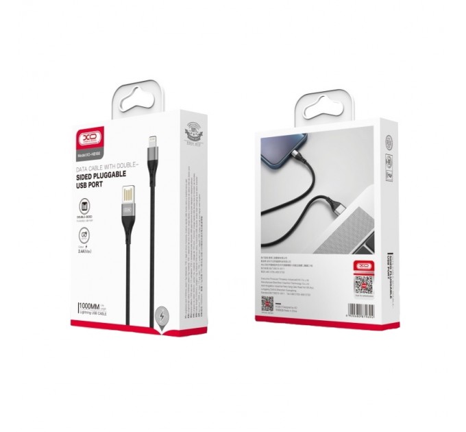 XO Кабель XO NB188 USB - Lightning, (M/M), 2.4A 1 м Gray (6920680879694)