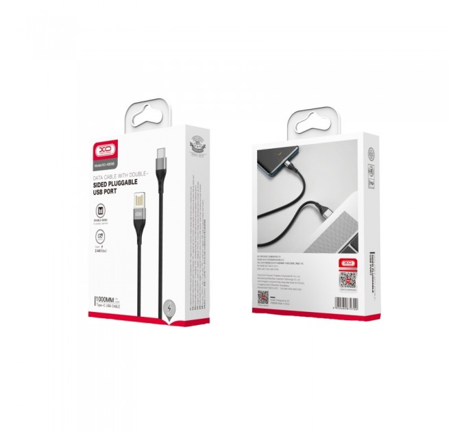 XO Кабель XO NB188 USB - USB Type-C, (M/M), 2.4A 1 м Gray (6920680879700)
