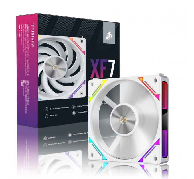 1stPlayer Вентилятор 1stPlayer XF7 White (XF7-WH-1IN1)