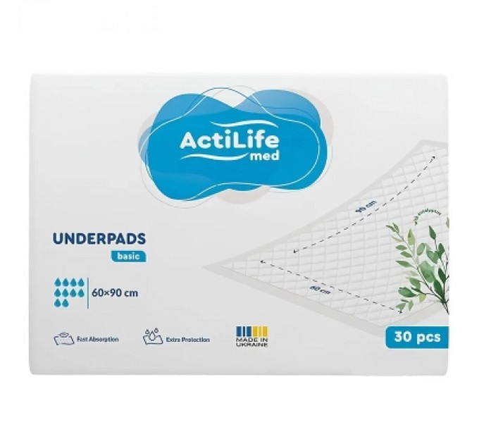 ActiLife Пелюшки для малюків ActiLife Med Basic 60 х 90, 30 шт (4820174981488)