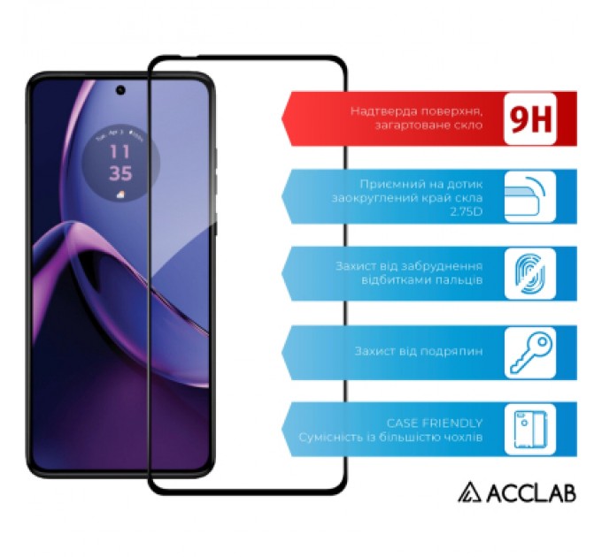 ACCLAB Скло захисне ACCLAB Full Glue Moto G84 Black (1283126582332)