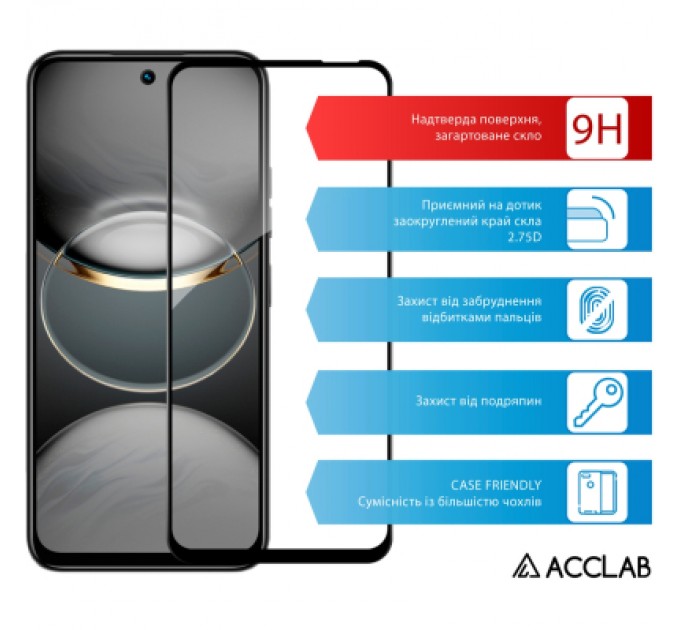 ACCLAB Скло захисне ACCLAB Full Glue Tecno Spark 30C Black (1283126599347)