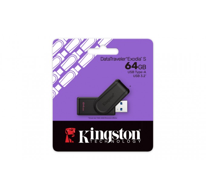 Флеш-накопичувач USB3.2 64GB Kingston DataTraveler Exodia S Black (DTXS/64GB)