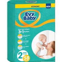Підгузки Evy Baby Mini Розмір (3-6 кг) 58 шт (8683881000257)