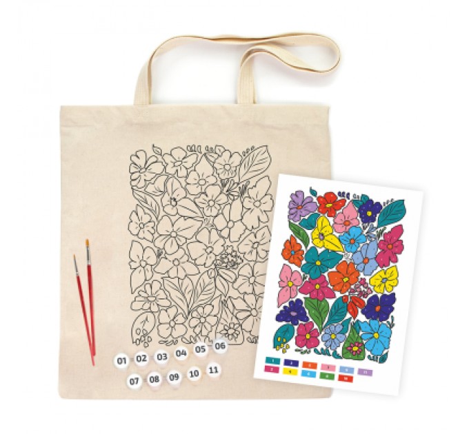 Rosa Набір для творчості Rosa Talent екосумка-розмальовка, Funny Flowers, 38х42 см (4823098543510)