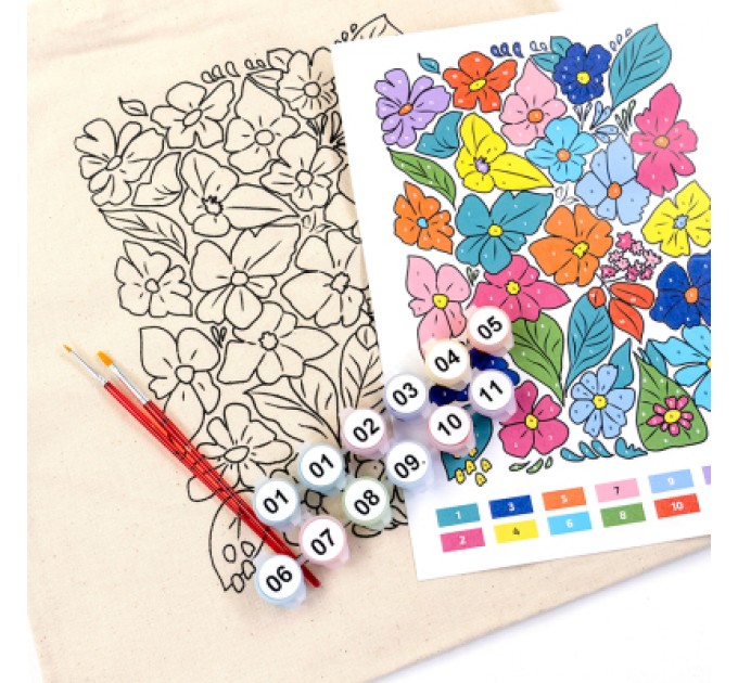 Rosa Набір для творчості Rosa Talent екосумка-розмальовка, Funny Flowers, 38х42 см (4823098543510)