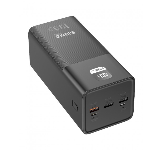 Батарея універсальна Sigma X-power SI50A6QLX 50000mAh, PD/100W, LED, cable 100w, black (4827798741313)