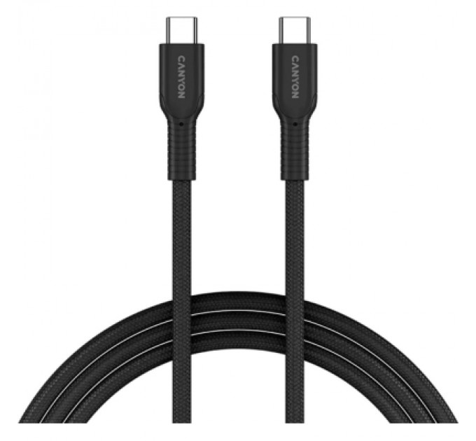 Canyon Дата кабель USB-C to USB-C 1.0m OnWire 60CL C-C 60W COLOR Braided 1m Black Canyon (CND-CCAP60AB10B)