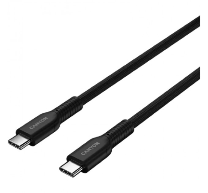 Canyon Дата кабель USB-C to USB-C 1.0m OnWire 60CL C-C 60W COLOR Braided 1m Black Canyon (CND-CCAP60AB10B)