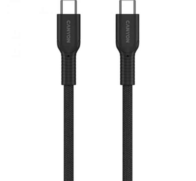 Canyon Дата кабель USB-C to USB-C 1.0m OnWire 60CL C-C 60W COLOR Braided 1m Black Canyon (CND-CCAP60AB10B)